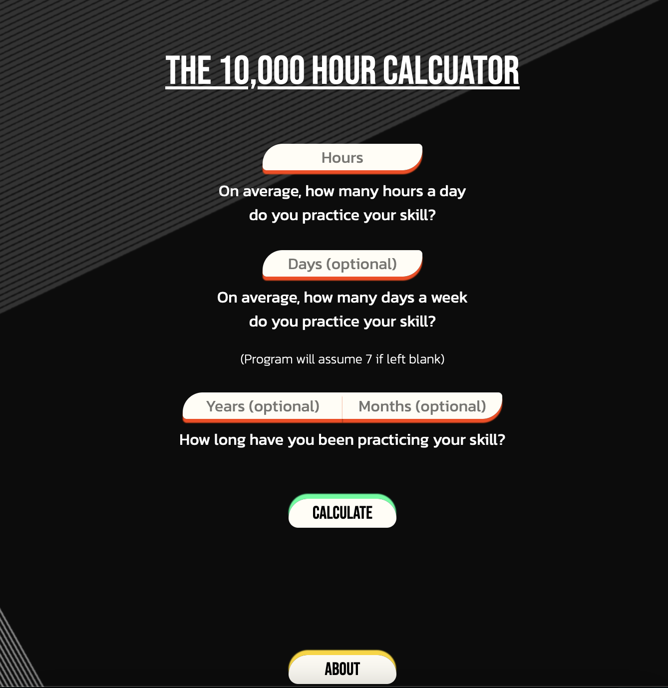 10,000 Hour Calculator